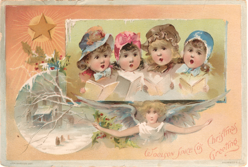 Christmas carols sur une carte de vœux