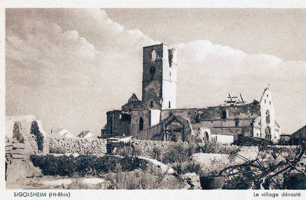 églises d'Alsace - Sigolsheim en ruine en 1944