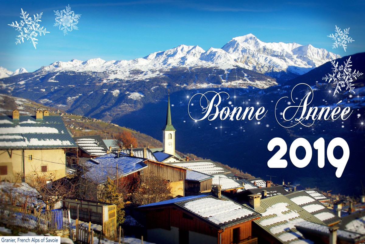 Année 2018 et Bonne année 2019 depuis le village de Granier (Savoie) © French Moments