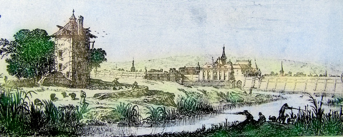 L'étang Saint-Jean devant la Ville Neuve de Nancy en 1640. Gravure d'Israël Silvestre