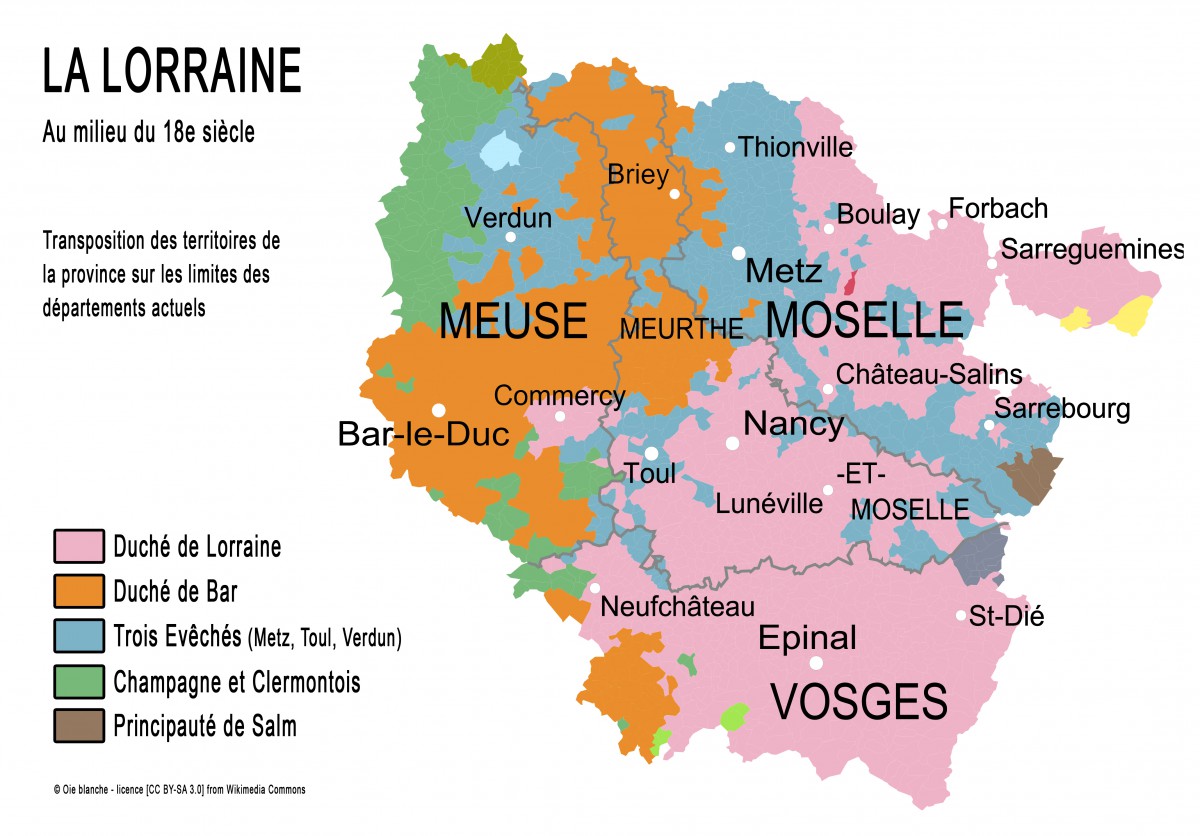 Carte de la Province Lorraine © Oie blanche - licence [CC BY-SA 3.0] from Wikimedia Commons