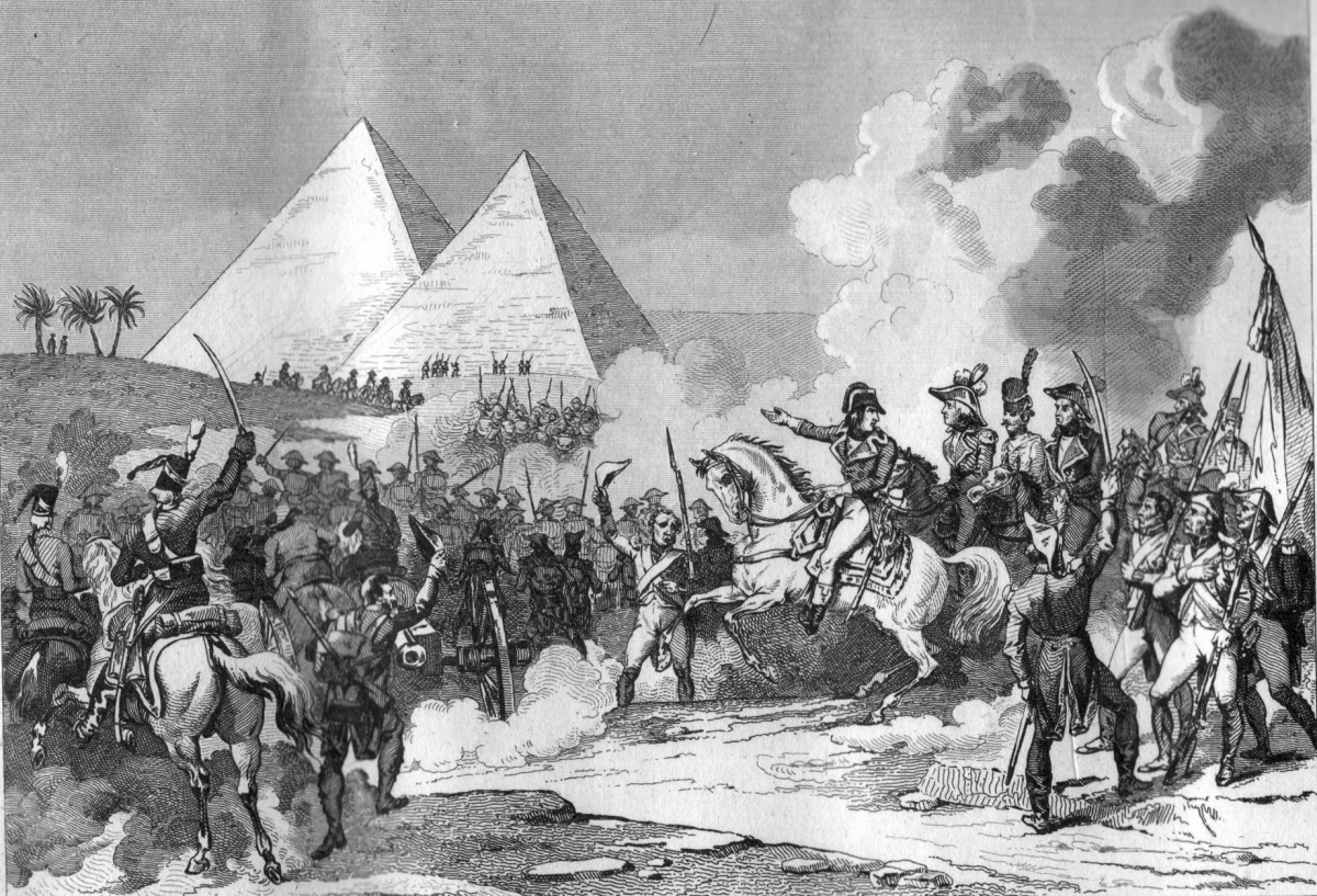 Napoléon aux pyramides pendant la Campagne d'Egypte