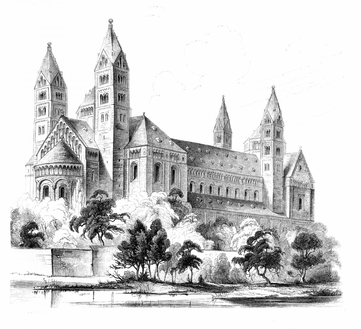 Vue romantique de la cathédrale de Spire en 1858