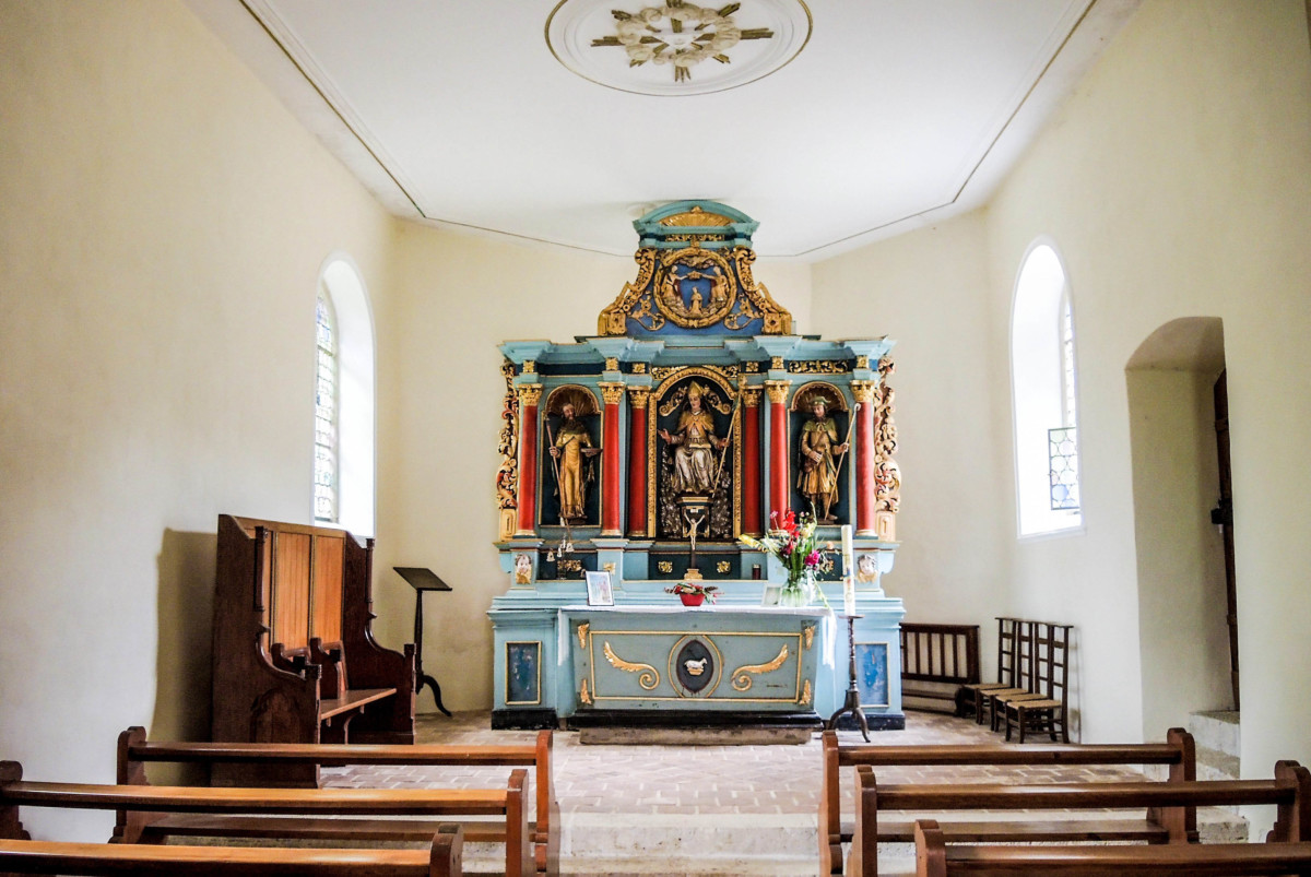 L'intérieur de la chapelle Saint-Brice à Oltingue - licence [CC BY-SA 4.0] from Wikimedia Commons