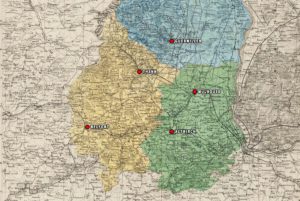 Carte du Département du Haut-Rhin en 1860 [Domaine Public via Wikimedia Commons]