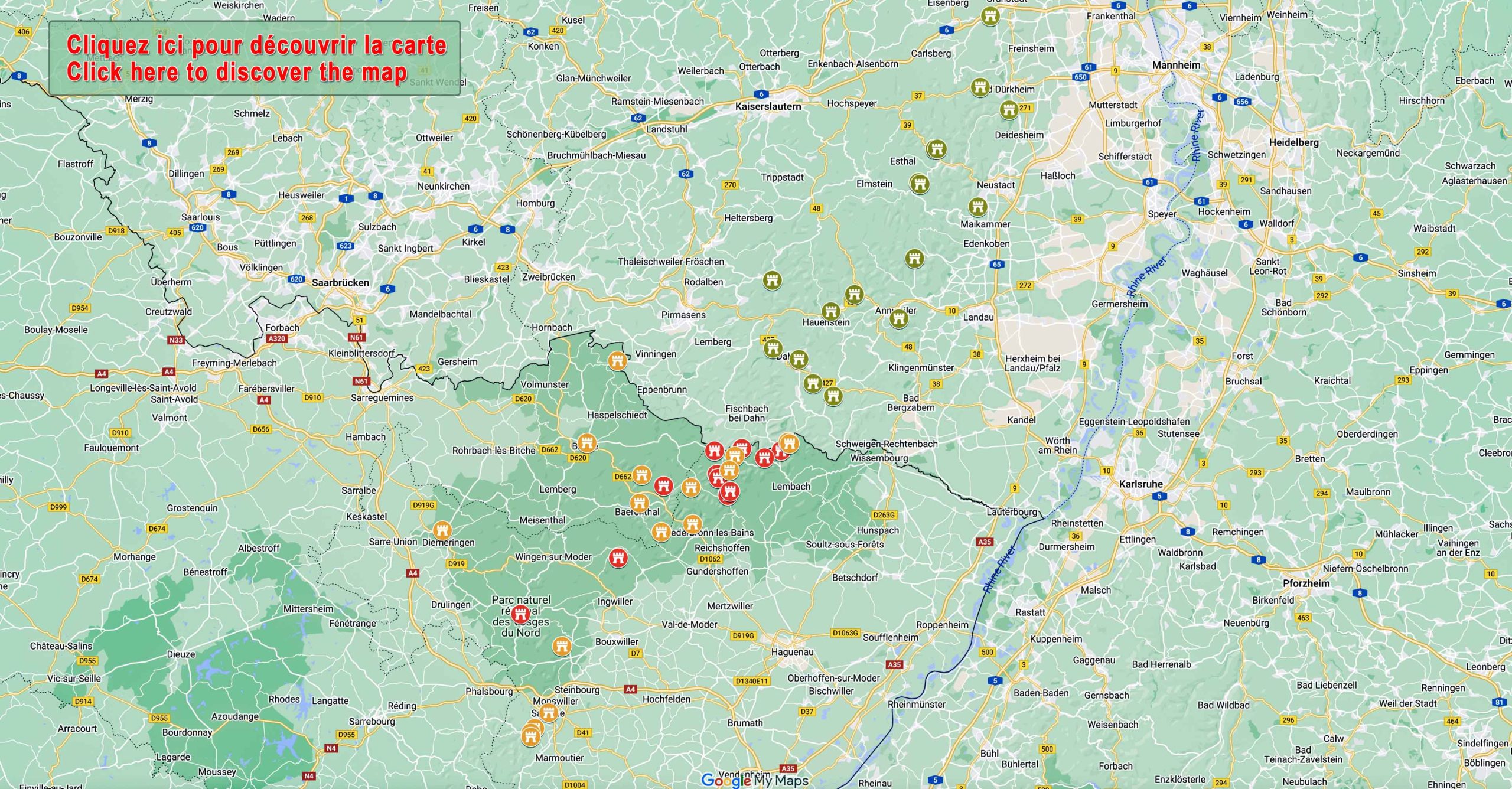 Châteaux des Vosges du Nord Carte