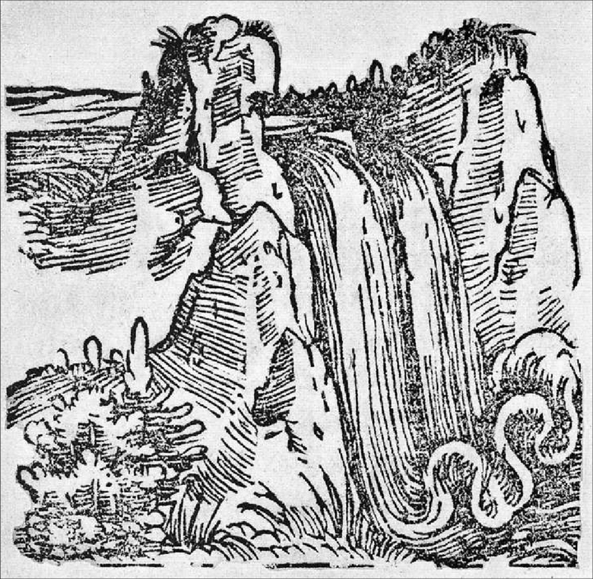Les chutes par Sebastian Münster (1544)