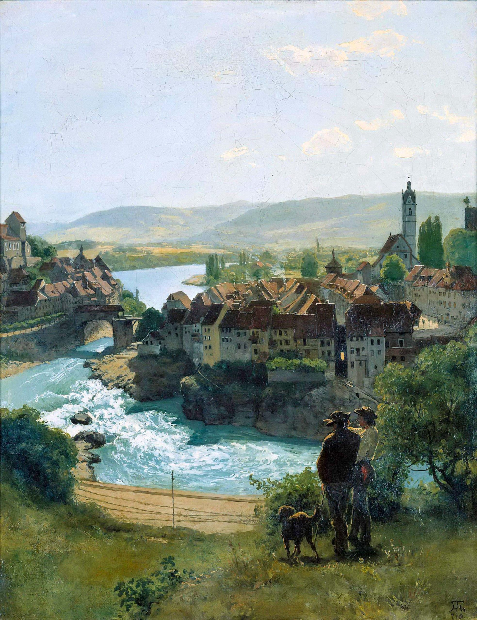 Les petites chutes du Rhin à Laufenburg - Peinture de Hans Thoma 1870