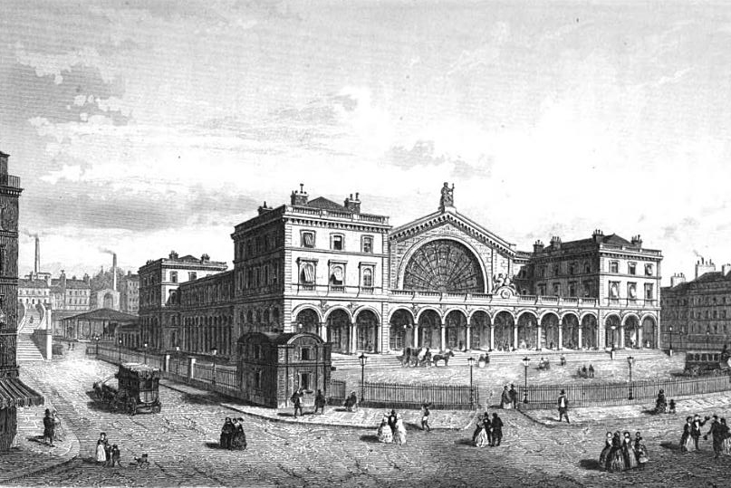 Gare de Paris-Est 1850 [Public Domain via Wikimedia Commons]
