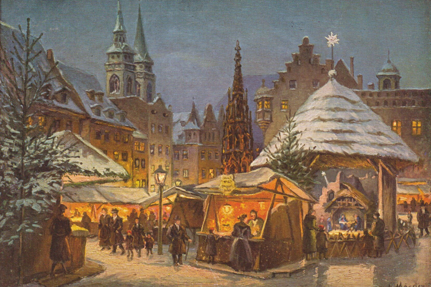 Nürnberg Christkindlesmarkt by Ludwig Mößler 1949. Photo Public Domain via Wikimedia Commons